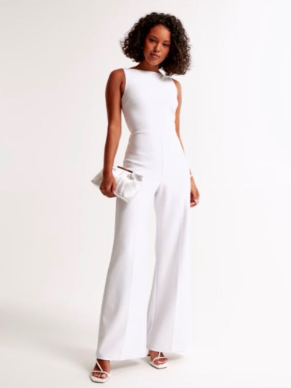 Abercrombie & Fitch Women's Slash Clasp-Back Jumpsuit in White